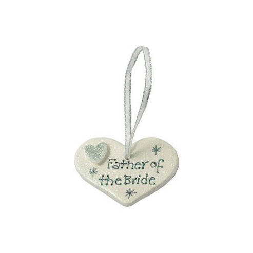 Image of Father Of The Bride Silver Sparkle Heart Wedding Keepsake