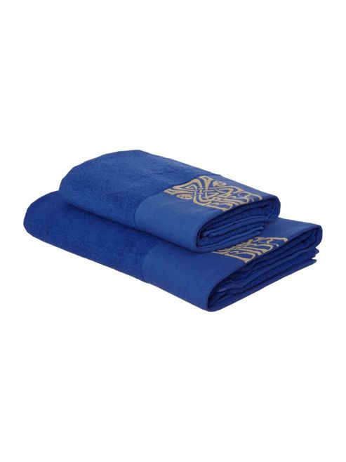 Image of Biba Gold Logo Hand Towel In Royal Blue