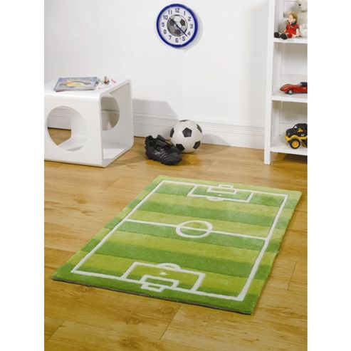 Image of Kiddy Play Football Pitch Green 110x160 Cm Rug