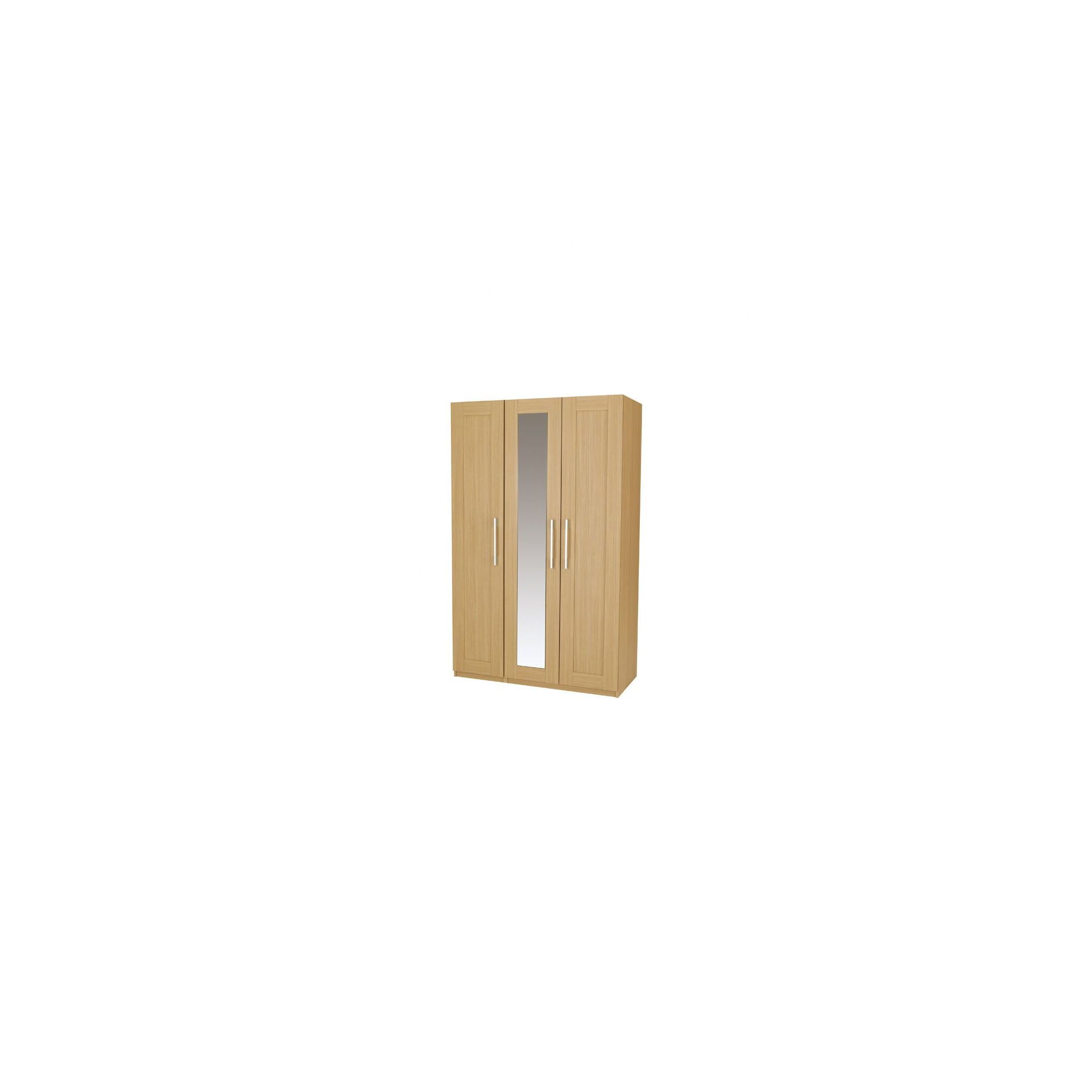 Alto Furniture Visualise Shaker Three Door Wardrobe with Mirror in Veradi Oak at Tesco Direct