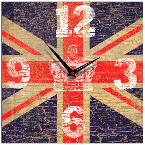 Image of Smith & Taylor Union Jack Crown Vintage Square Wall Clock