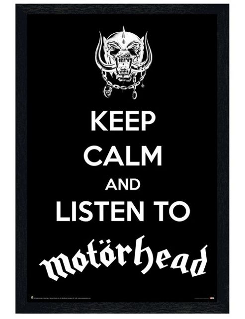 Image of Black Wooden Framed Keep Calm And Listen To Motorhead Poster