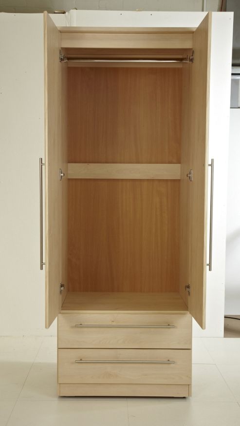Image of Welcome Furniture Warwick 76.2 Cm 2 Drawer Wardrobe - Light Oak