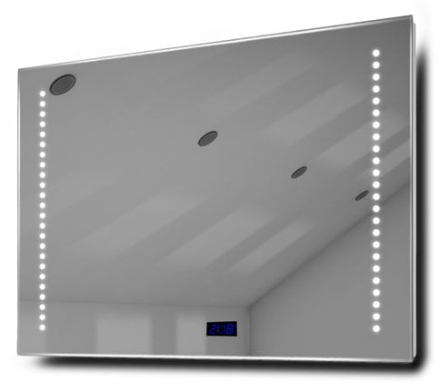 Image of Bella Ultra-slim Bathroom Mirror With Clock, Demisting Pad & Sensor K194