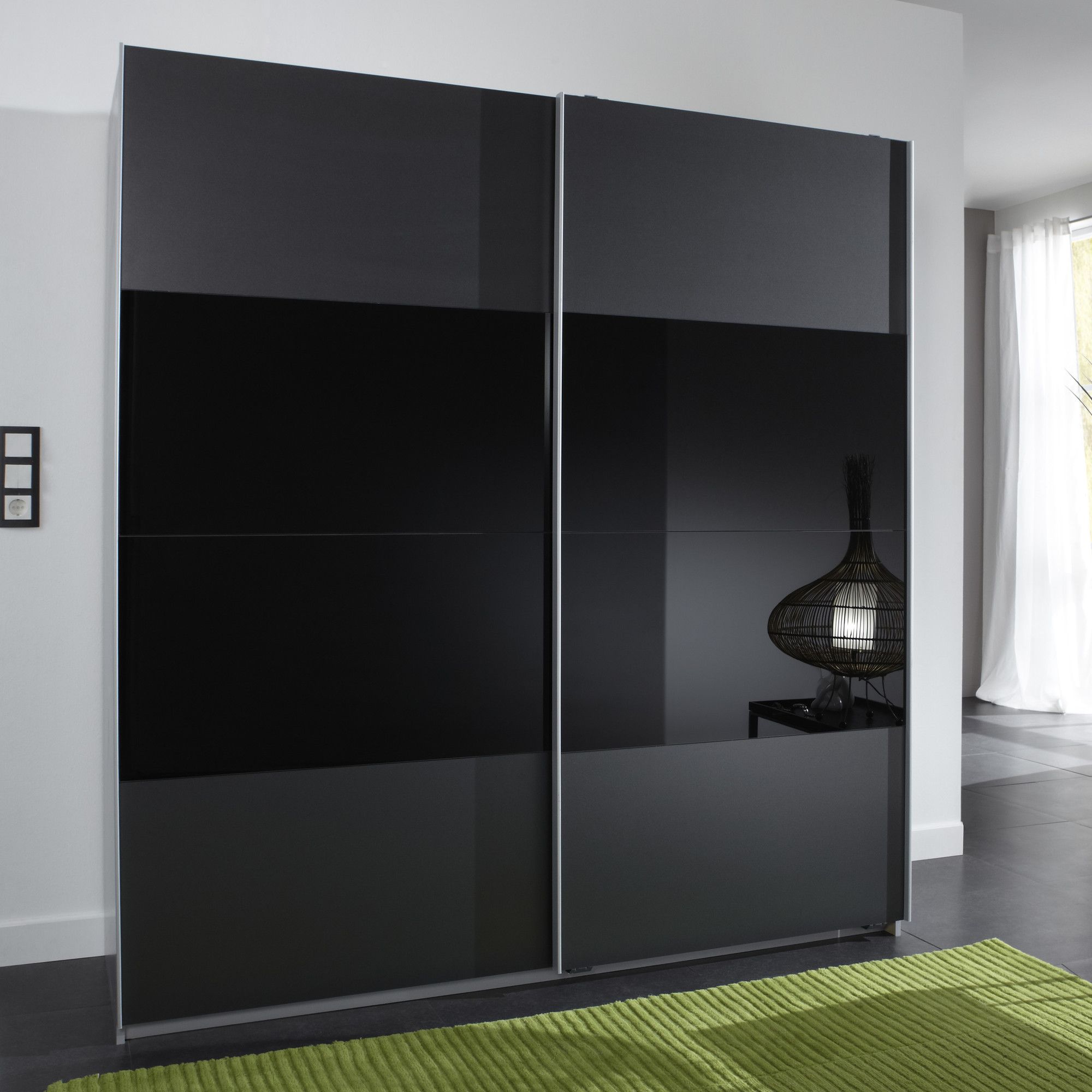 Amos Mann furniture Munich 2 Door Sliding German Wardrobe - Black at Tesco Direct