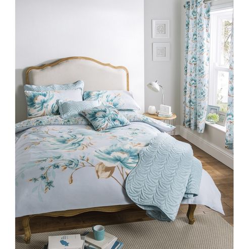 Image of Catherine Lansfield Home Designer Collection Duckegg Flora Pillowsham