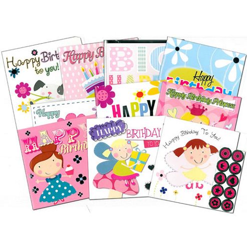 Image of The Entertainer 10 Birthday Cards Pink Set With Envelopes