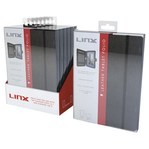 Image of Linx Samsung Galaxy Tab 2 & Note 10" Leather Folio Case - Black