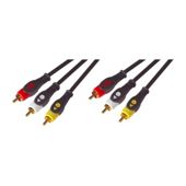 3 Phono 2 To Phono AV Audio Video Lead Cable Gold 0.75M