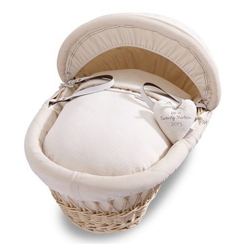 Image of Izziwotnot Premium Gift Natural Wicker Moses Basket (cream)