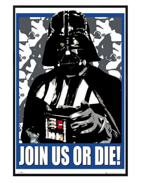 Image of Gloss Black Framed Star Wars 30th Anniversary Darth Vader Join Us Or Die! Poster