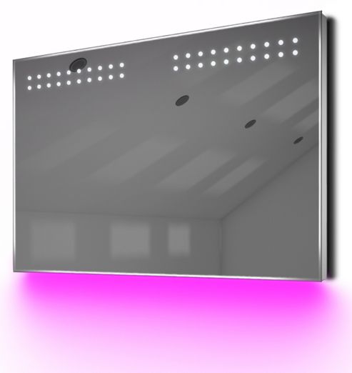 Image of Bathroom Shaver Mirror With Underlighting, Bluetooth, Demist & Sensor K14spaud