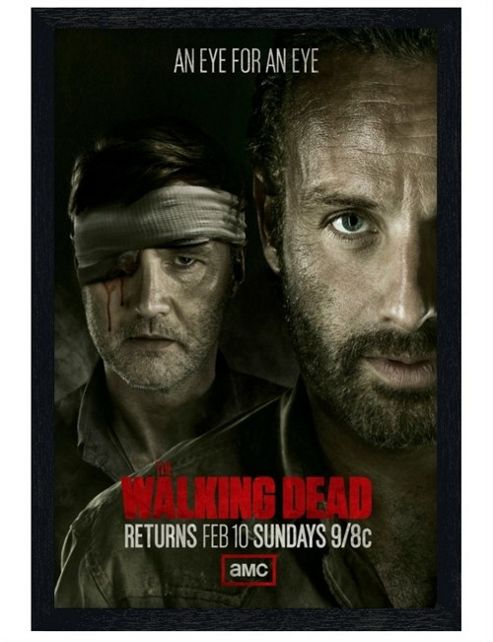 Image of The Walking Dead Black Wooden Framed An Eye For An Eye Poster