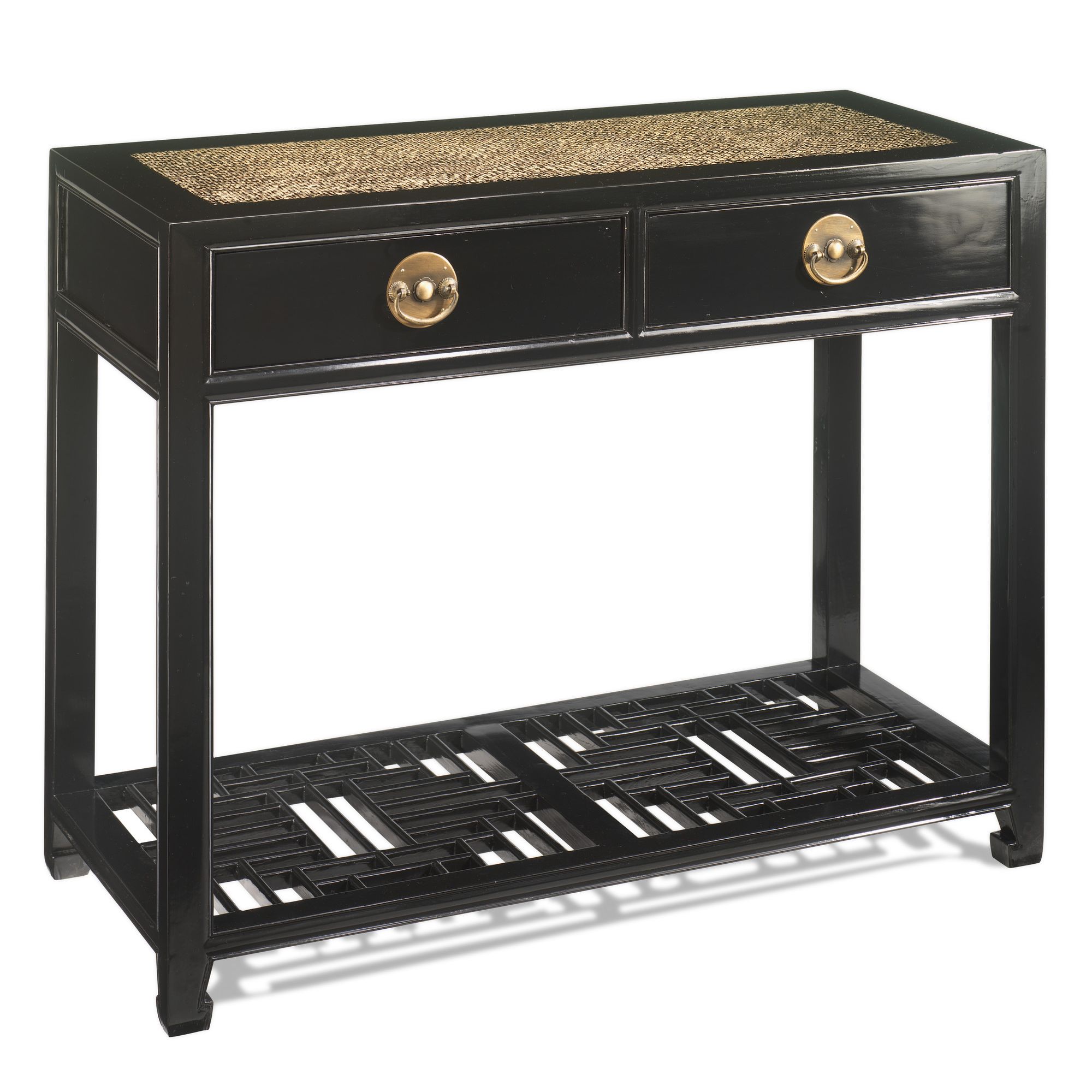 Shimu Chinese Classical Carved Console Table - Black Lacquer at Tesco Direct