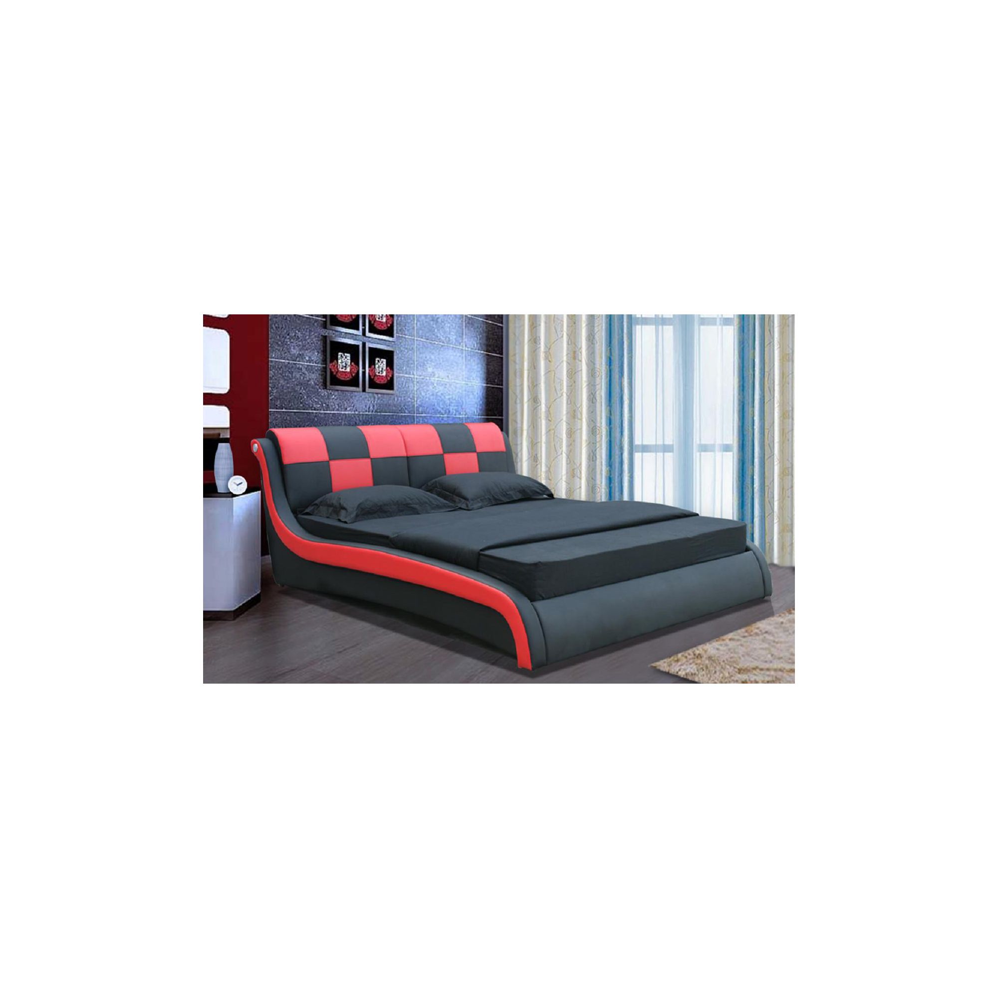 Giomani Designs Designer Check Bed - Red / Black - Double at Tescos Direct