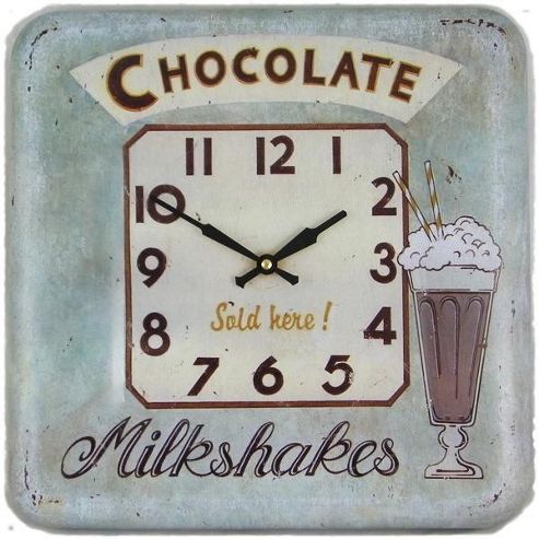 Image of Roger Lascelles Clocks Square Tin Chocolate Wall Clock