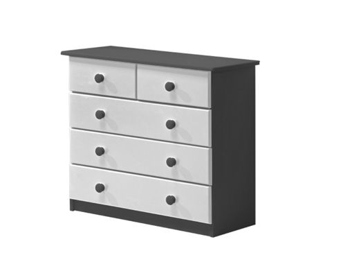 Image of Verona Drawer Chest 3 + 2 Colour Graphite And White