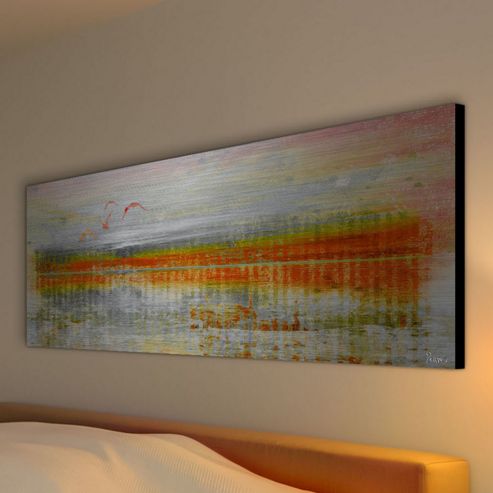 Image of Parvez Taj Linear Birds Canvas Wall Art - 51 Cm H X 152 Cm W X 5 Cm D