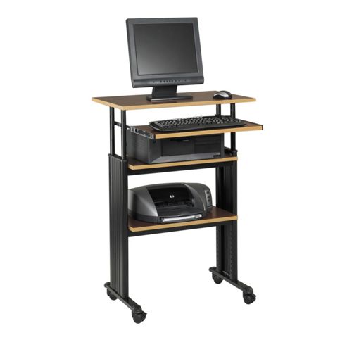 Image of Safco Muv Stand Up Workstation Height Adjustable In Cherry
