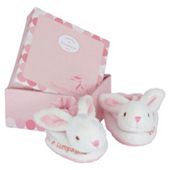 Doudou et Compagnie Rabbit Booties Gift Box 0-3 Months, Pink