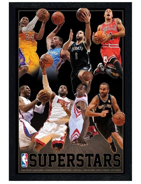 Image of Black Wooden Framed Nba Superstars Poster