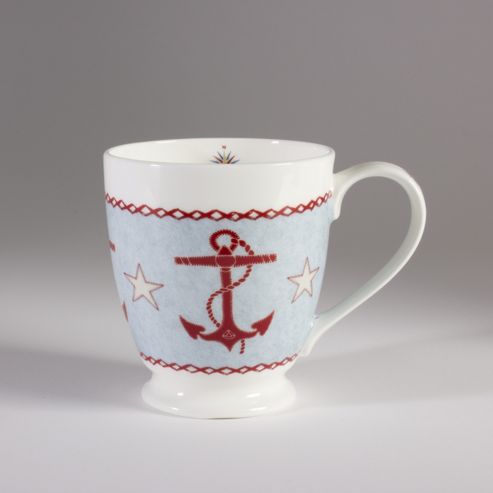 Image of Ecp Design Ltd Seaside 13.5cm Bone China Anchor J.constatine Mug - Grey
