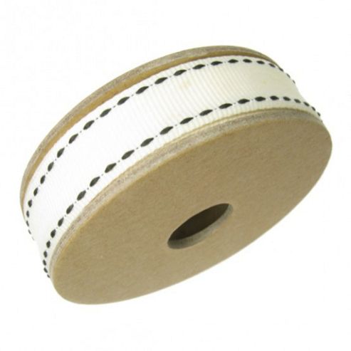 Image of Ribbon Reel - Black Stitch On Cream