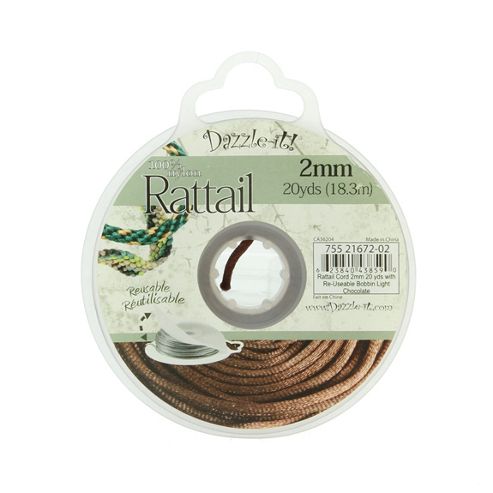 Image of Rattail With Re-useable Bobbin - Light Chocolate - 20yds