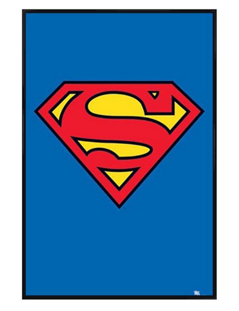 Image of Superman Iconic Superhero Gloss Black Framed Logo Poster