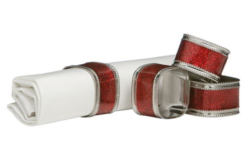 Image of Premier Housewares 3cm Nickel Plated Napkin Rings (set Of 4) - Red