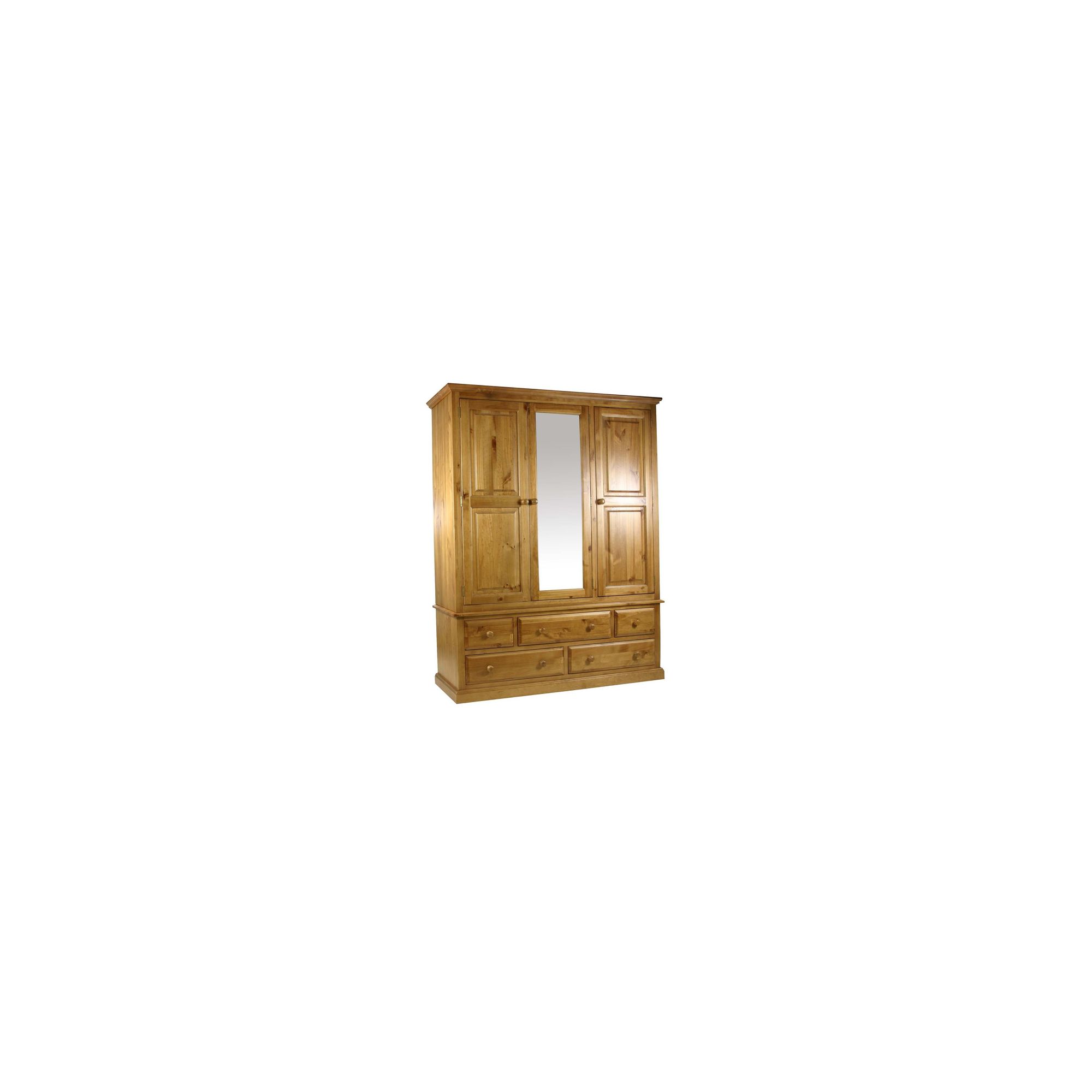 Kelburn Furniture Pine Gents Wardrobe with Mirrored Centre Door in Antique Wax Lacquer at Tesco Direct
