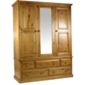 Kelburn Furniture Pine Gents Wardrobe with Mirrored Centre Door