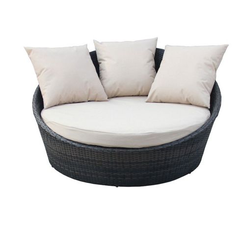Image of Bentley Garden Rattan 3/4 Size Brown & Cream Day Bed