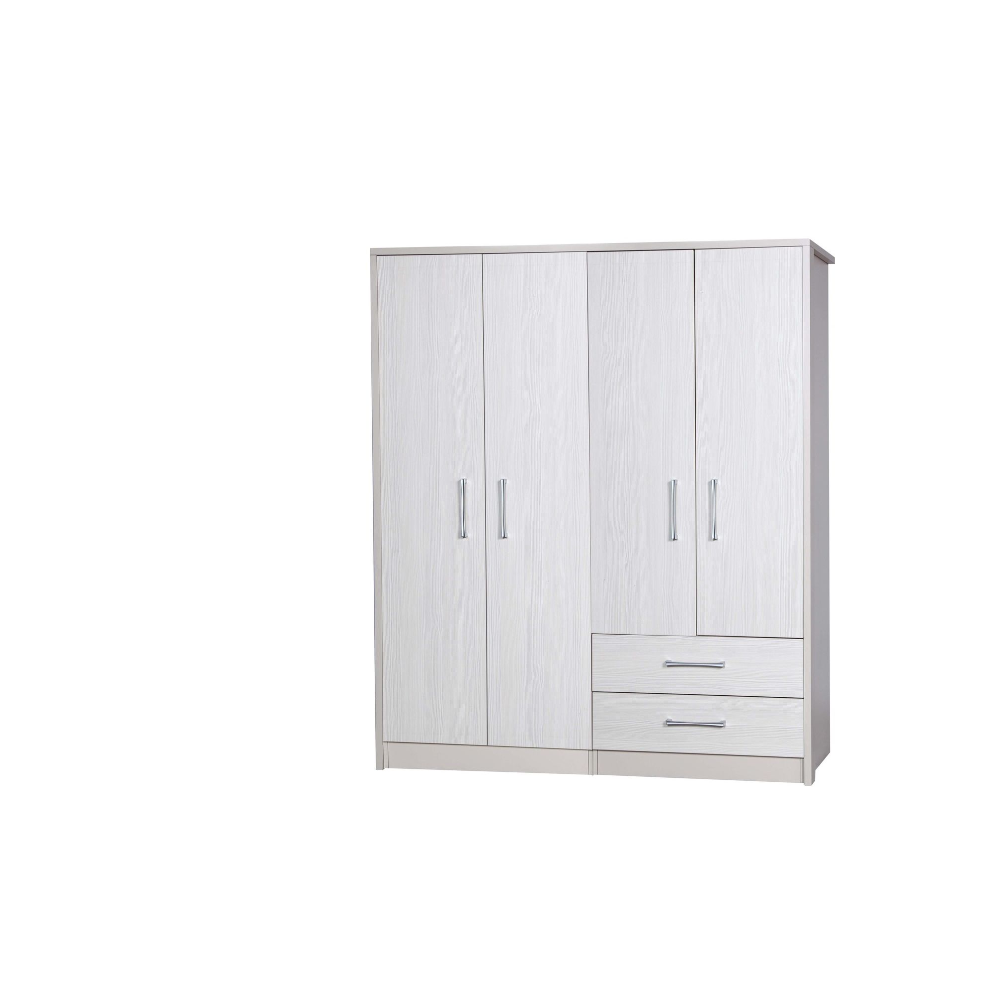 Alto Furniture Avola 4 Door Combi and Regular Wardrobe - Cream Carcass With White Avola at Tesco Direct