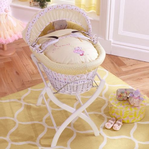Image of Izziwotnot Humphreys Lottie Fairy White Wicker Moses Basket (princess Primrose)