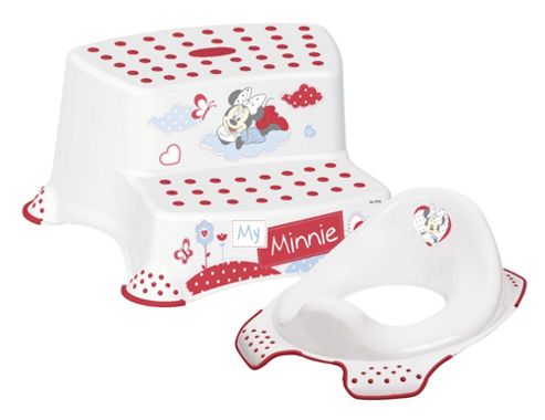 Image of Disney Baby Minnie Mouse Toilet Training Seat &amp; Double Step Stool Combo - White