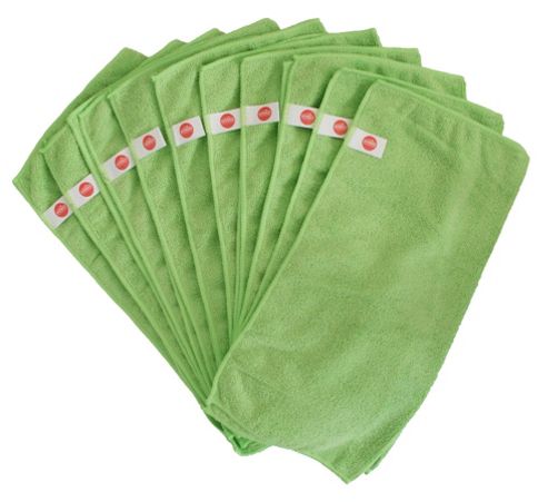 Image of Microfibre Cleaning Car, House, Boat - Pack Of 10 Cloths - 40cm X 40cm - Green