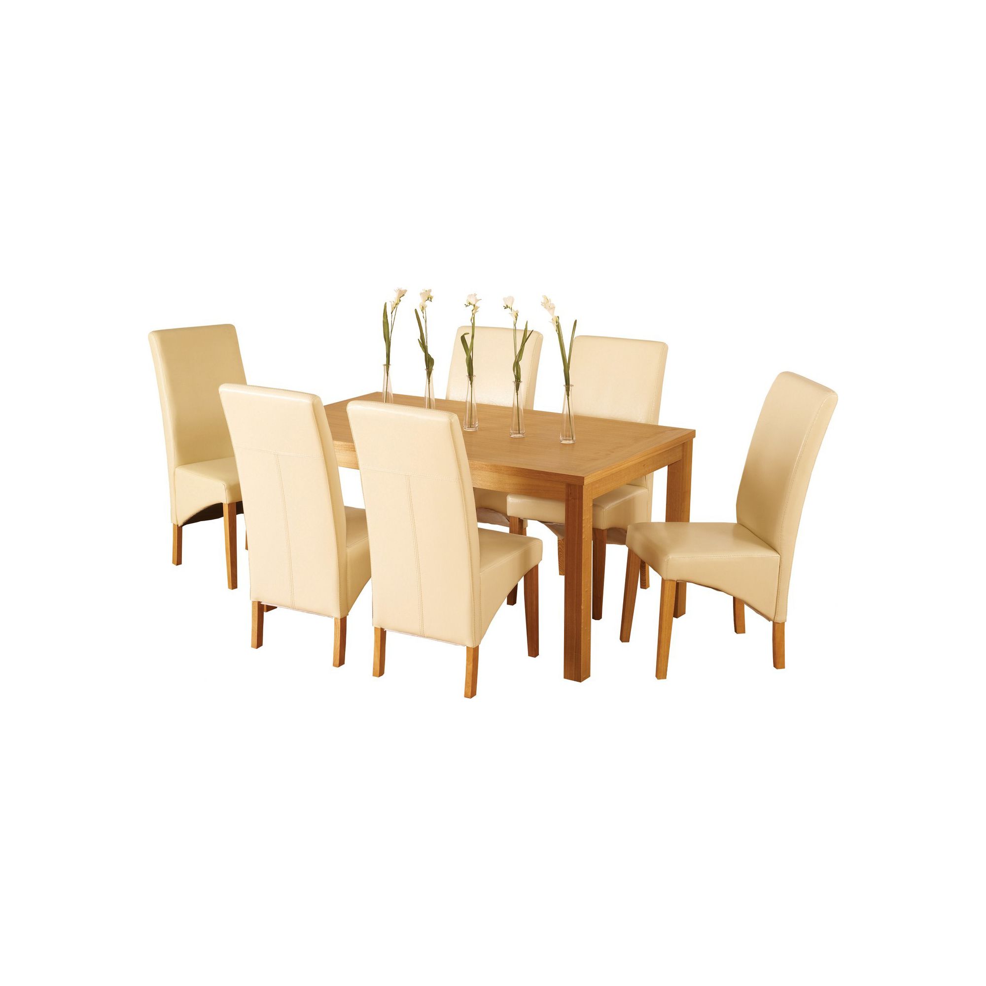 Home Essence Lawrence 7 Piece Dining Set with Cream Chairs at Tesco Direct