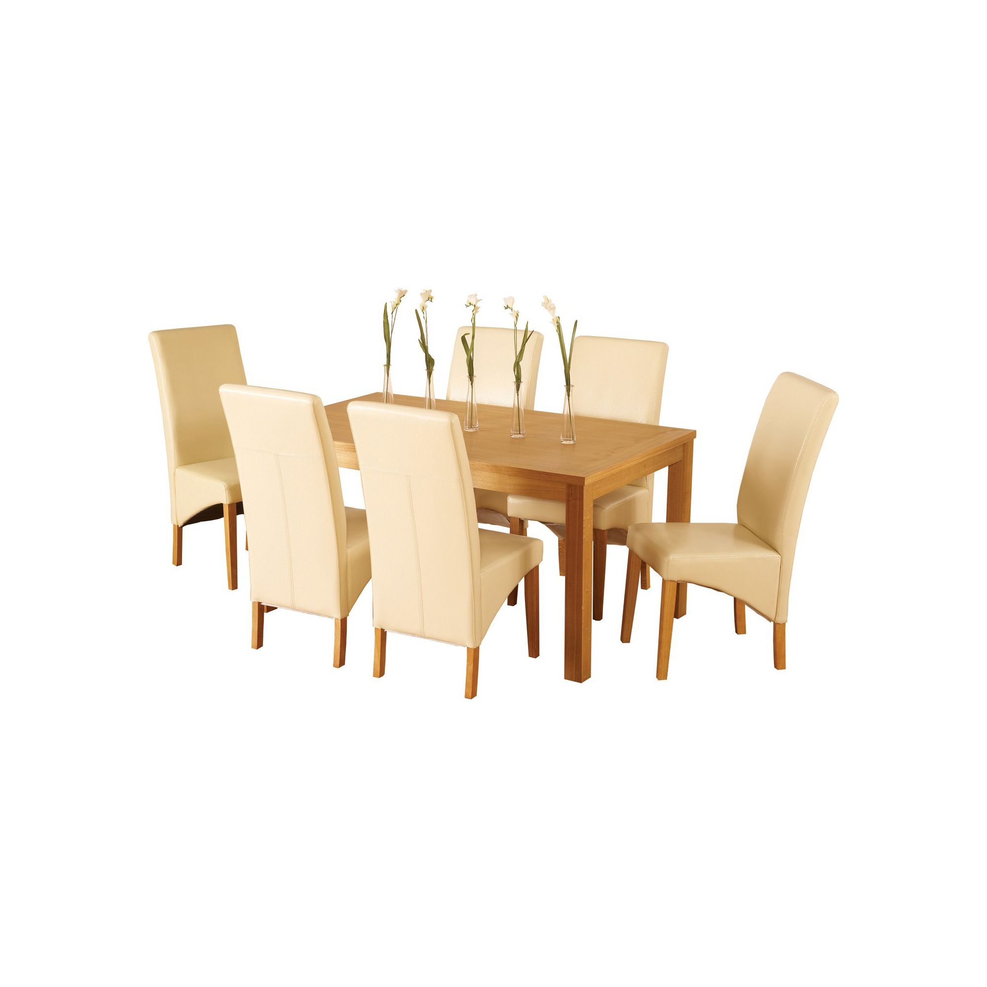 Home Essence Lawrence 7 Piece Dining Set with Cream Chairs at Tesco Direct