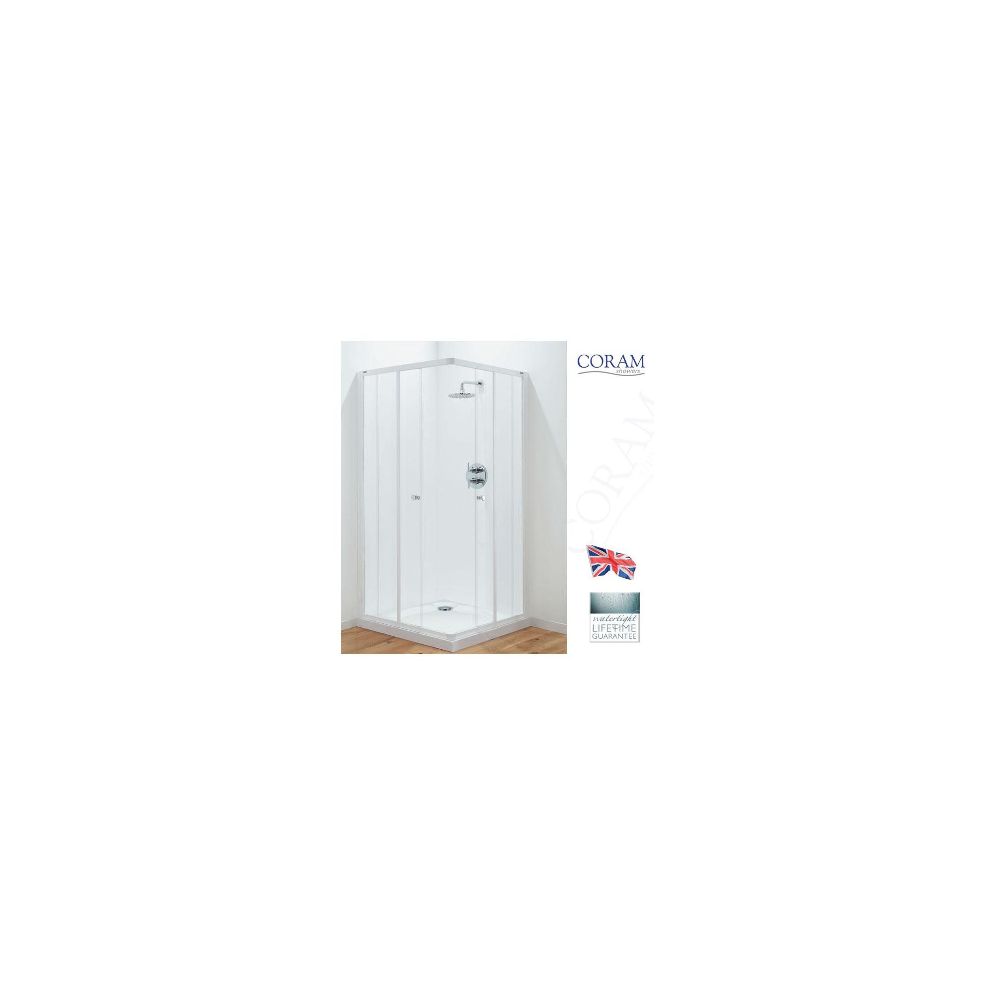 Coram Optima Corner Entry Shower Enclosure, 800mm x 800mm, Low Profile Tray, 6mm Glass at Tescos Direct