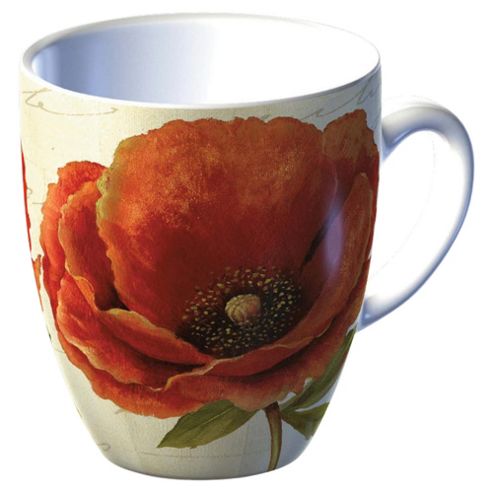 Image of Tesco Single Porcelain Classic Flower Mug, Red