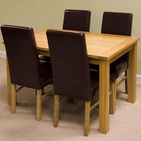 Image of G&p Furniture Lyon Oak 5-piece Large Fixed Top Dining Set