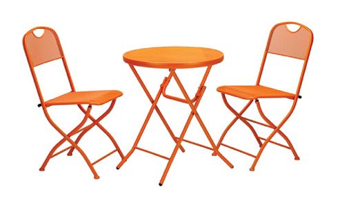 Image of Cafe Espresso Burnt Orange Folding Mesh Bistro Set