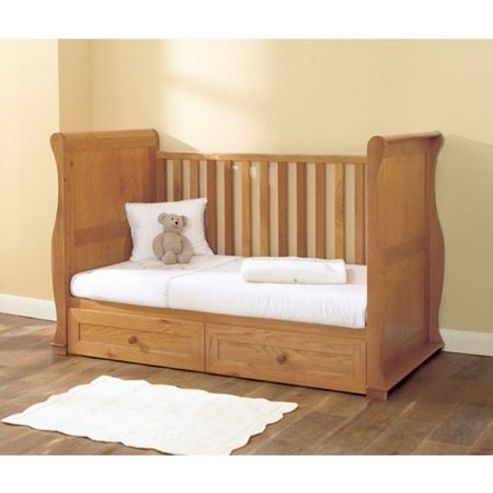 Image of East Coast Oak Sleigh Cotbed With Drawer