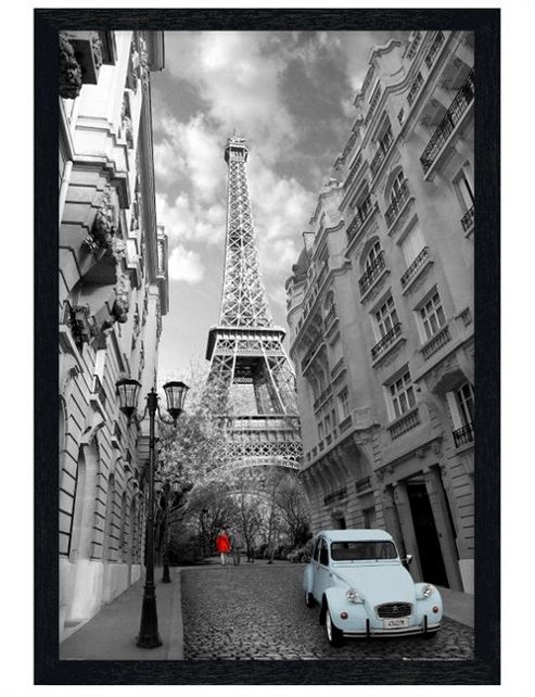 Image of Paris Black Wooden Framed Flashes Of Colour In Paris Poster