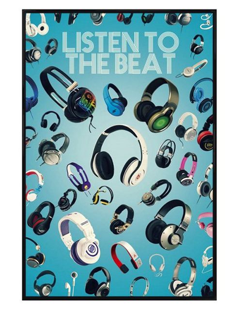 Image of Gloss Black Framed Listen To The Beat Poster
