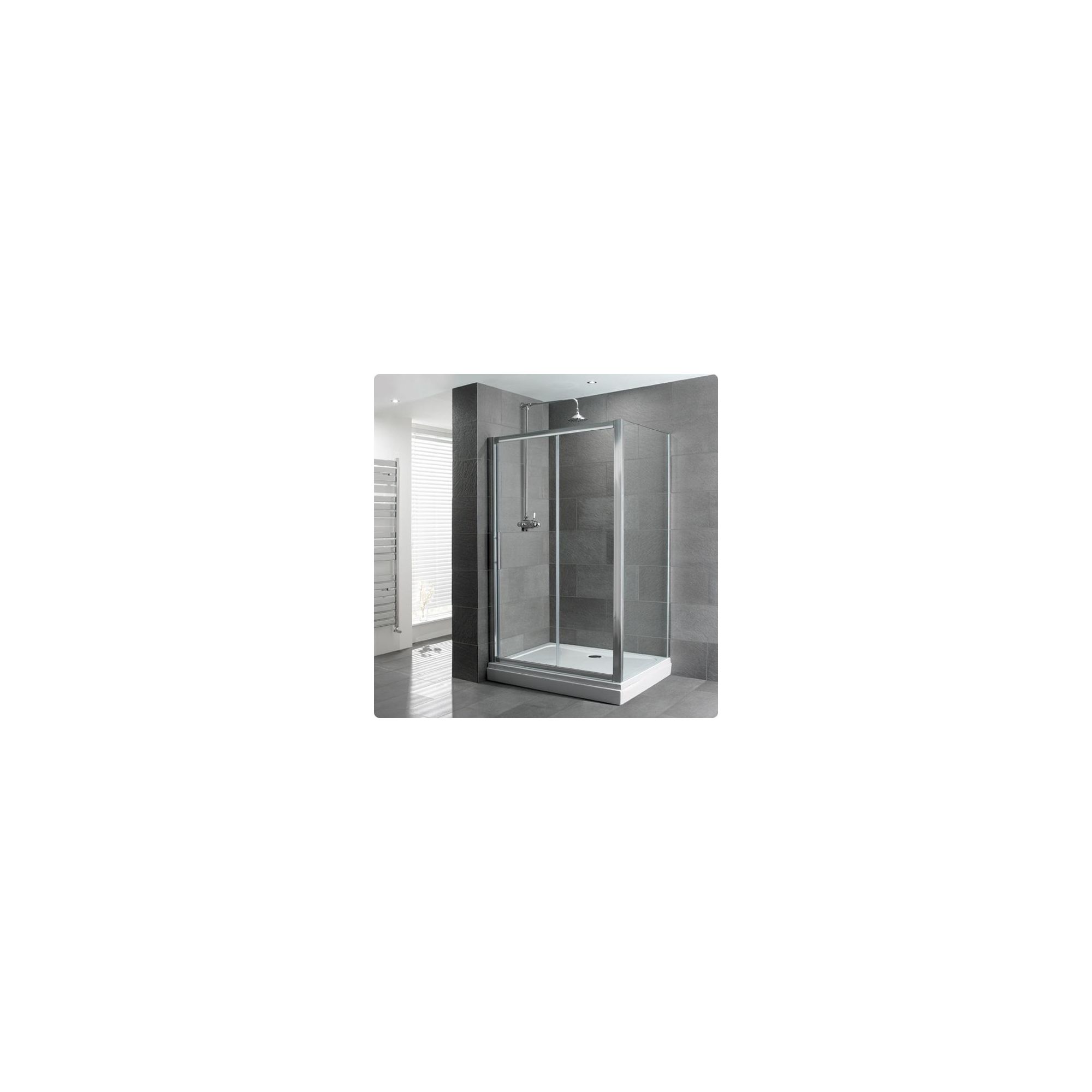 Duchy Select Silver Single Sliding Door Shower Enclosure, 1200mm x 700mm, Standard Tray, 6mm Glass at Tescos Direct