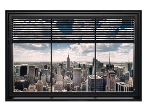 Image of New York Gloss Black Framed An Iconic City View Poster
