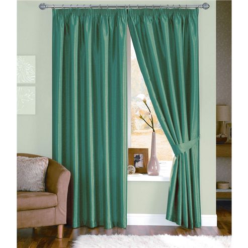 Image of Dreams N Drapes Java Pencil Pleat Lined Faux Silk Curtains (inc. T/b) 46x54 Inches - Teal