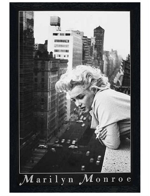 Image of Marilyn Monroe Black Wooden Framed On The Balcony Poster